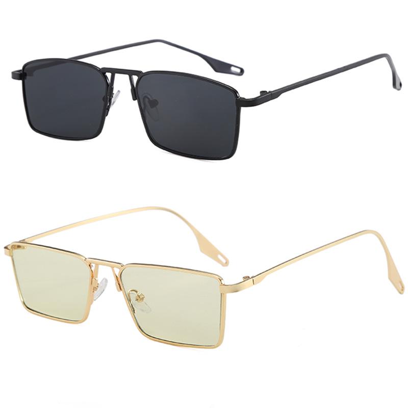 2PCS High Quality Square Metal Sunglasses Women Men Exquisite Fashion Luxury Sun Glasses Beach Travel Male Female Glasses UV400