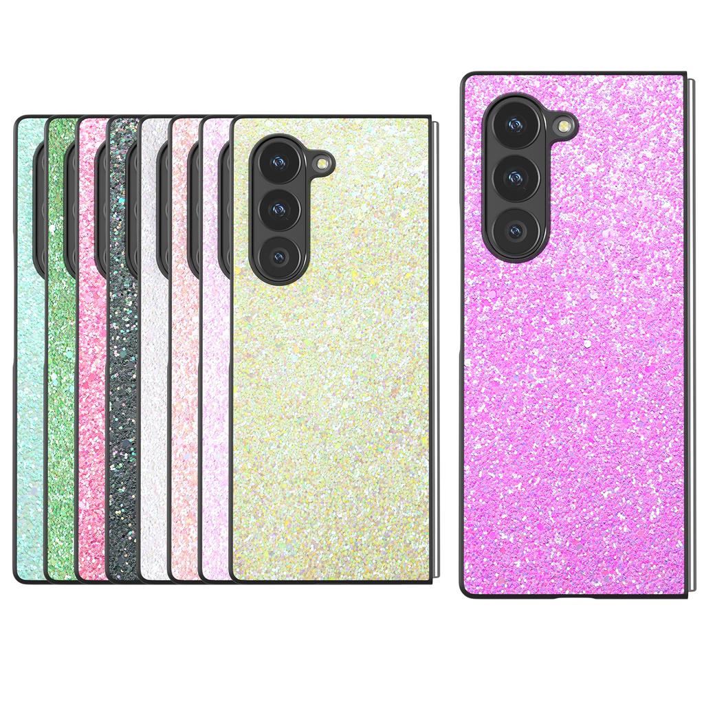 For Samsung Galaxy Z Fold6 5G Case Colored Glitter PU+PC Shockproof Phone Cover