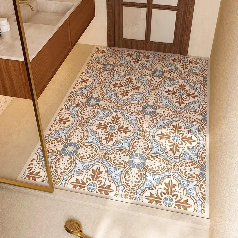 Bathroom Floor Mat Absorbent Quick-drying Carpet American Retro Style Diatom Mud Non-slip Foot Mats Large Size Toilet Door Rug