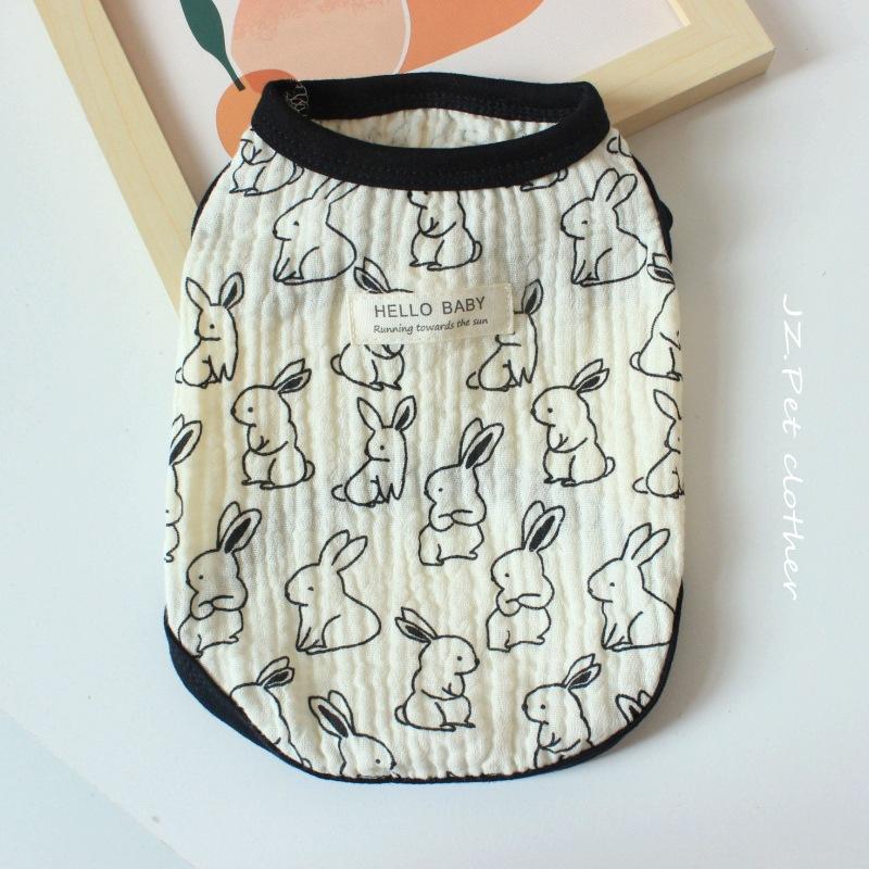 Pet Pleated Rabbit Flower Vest Spring Cat Vest Puppy Clothes Teddy Bear Thin Vest Pajamas Puppy Clothes (as the picture,S)