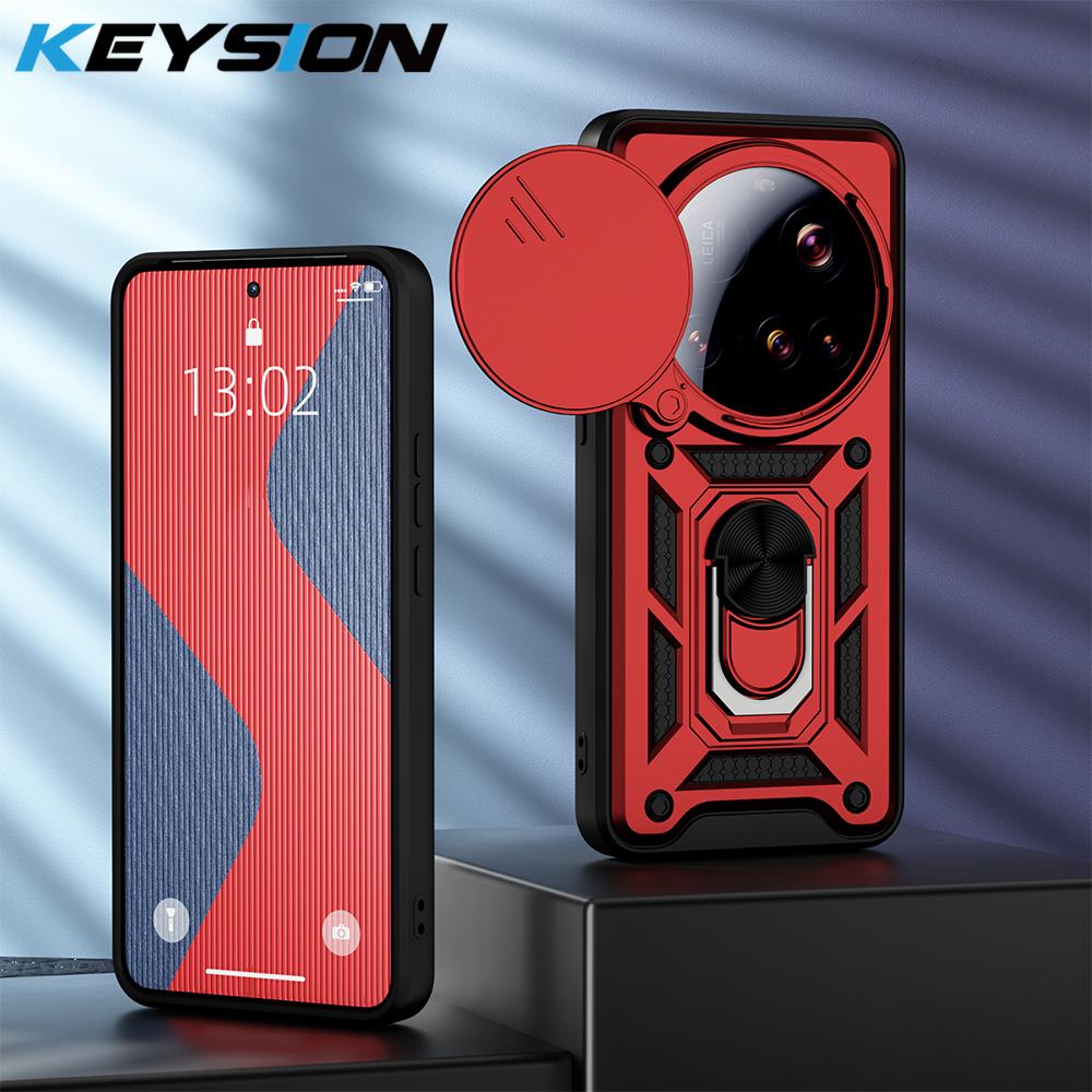 

KEYSION Противоударный защитный чехол для Xiaomi 15 Ultra 5G Slide Camera Lens Защитное кольцо Подставка для телефона Задняя крышка для Xiaomi15 Ultra for Xiaomi 15 Ultra красный