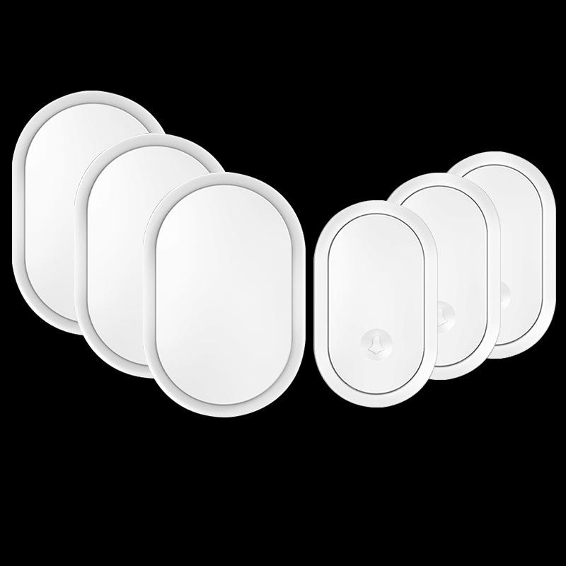 Battery & DC Powered Wireless Doorbell with Three Transmitters, No Plug-in Needed белый