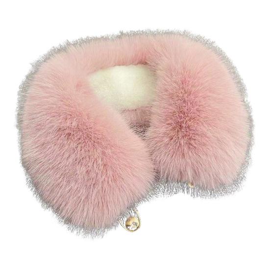 Fake Scarf Puffy Collar Trim Fur Neck Scarf Adjustable Button Fastening Faux Removable Plush Winter Warmer