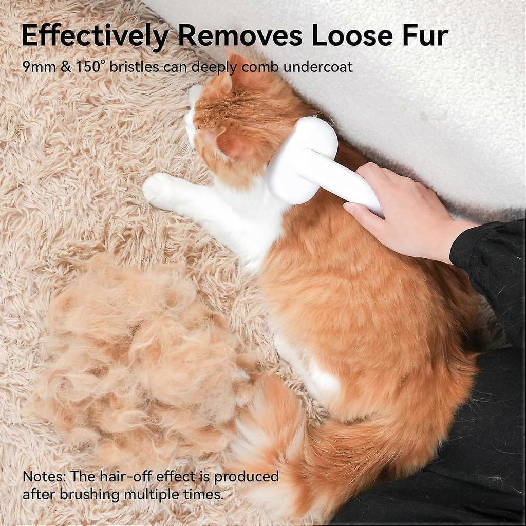 White Cat Brush with Release Button, Cat Grooming Brush for Shedding Indoor Cats, Pet Comb for Long & Short Haired Cats
