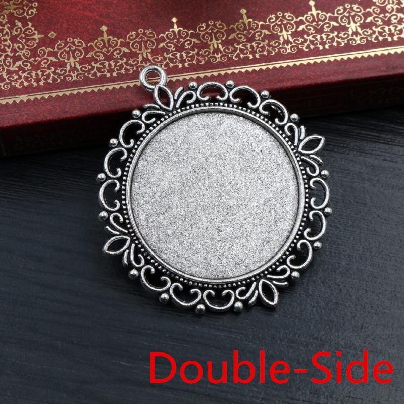 5pcs/lot 35mm Inner Size Antique Bronze and Silver colors plated Vintage baroque Style Cabochon Base Setting Charms Pendant 