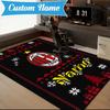 Benutzerdefinierter Name Weihnachten AC Fußballwappen Teppich Spielteppich, Fußmatte für Schlafzimmer Wohnzimmer Eingangsbereich Teppich, Wohndekoration Idee Geschenk für Weihnachten Geburtstag