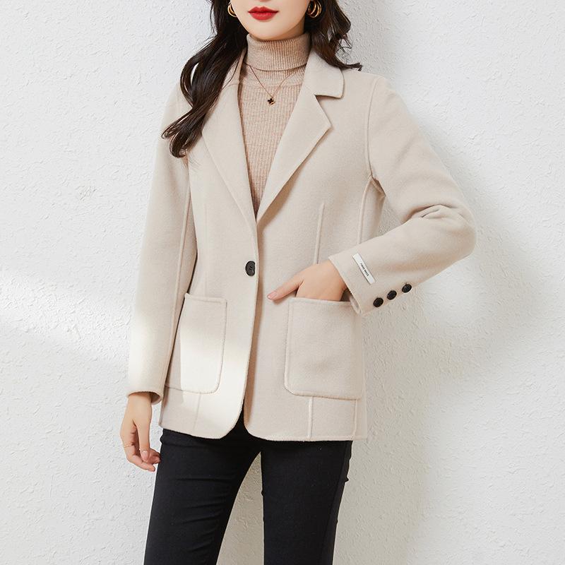 Autumn New Double-sided Wool Short Small Suit Coat Slim-fitting High-end Small Woolen Coat Women