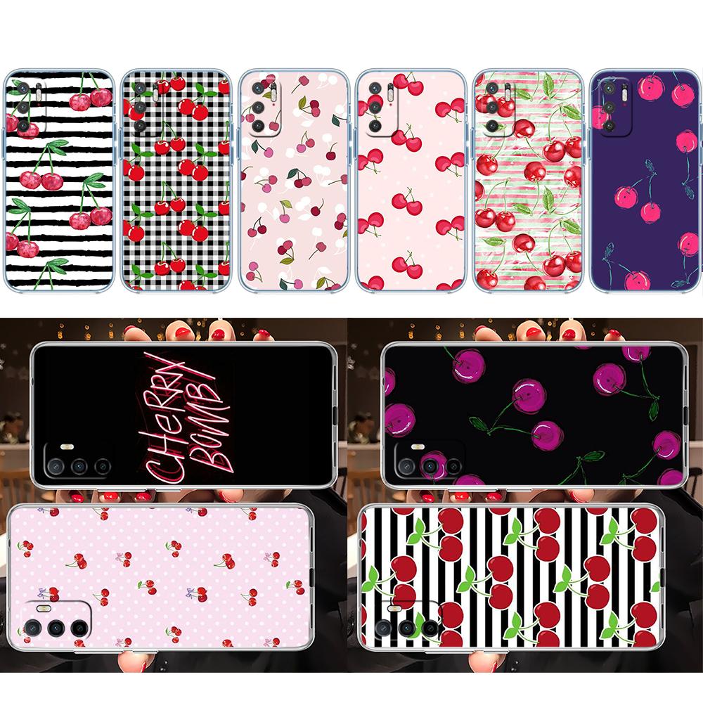 PP19 Cherry fruit Cute Soft Shell Transparent Phone Case for Motorola Moto G7 G8 G9 G84 G85 G73 G24 G15 Z2 Play Power Plus
