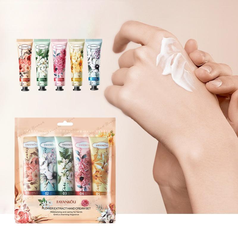 5 Paket Flower Essence El Kremi Serisi Nemlendirici ve Nemlendirici Sonbahar ve Kış Kuru ve Çatlak Onarıcı El Kremi