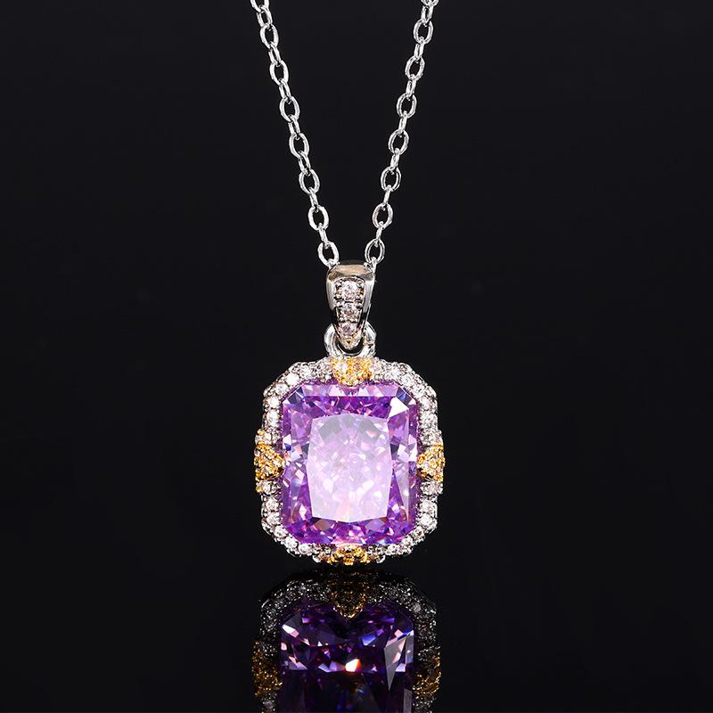 Jewelry High Carbon Diamond Ice Flower Cut Copper Inlaid Retro Light Luxury Suit Female Host 10 * 12