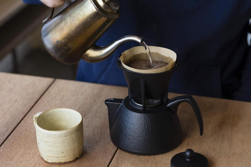 Iwachu Coffee Pot Set, Black, 0.75L, Induction Compatible, Nanbu Ironware, 12361