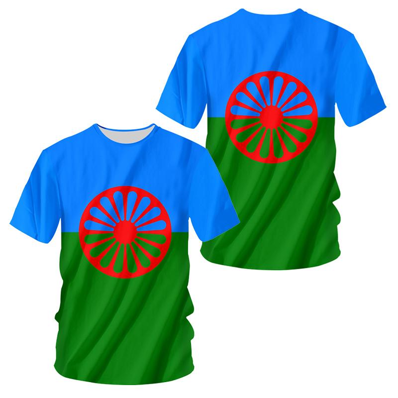 Gypsy National Emblem 3D tisk Vlajka Tričko Pro muže Léto Trička s krátkým rukávem Módní Ležérní Dětská Trička s kulatým výstřihem