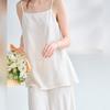Slack cotton and linen suspenders waffle texture halter top women's summer vacation casual wear niche linen shirt