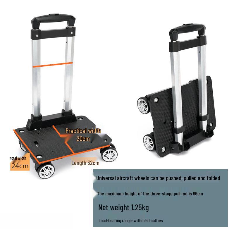 Aluminum Alloy Foldable Student Backpack Trolley with Universal Wheels