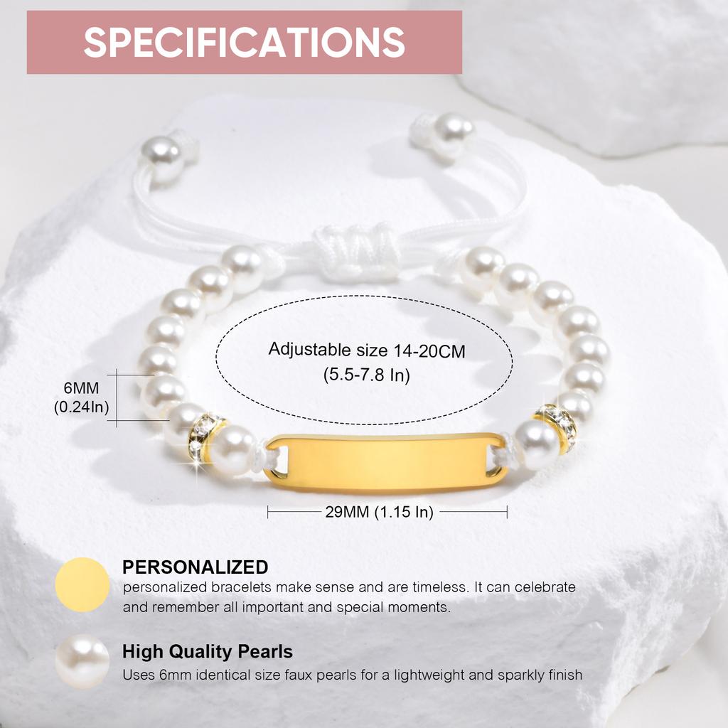 Vnox Free Customized Engraved Name Baby Bracelets Birthday Gifts for Boys Girls, Anti Allergy Stainless Steel Custom Jewelry