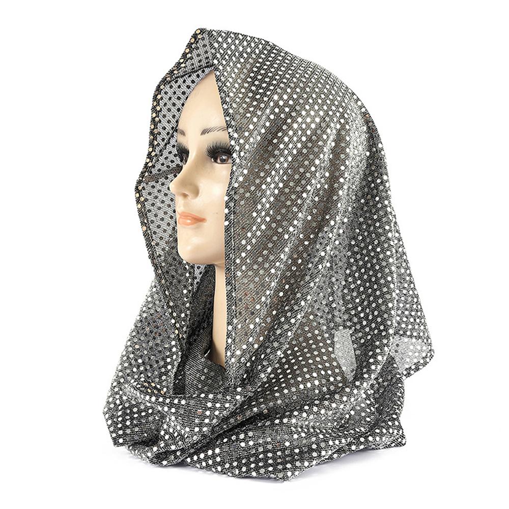 Women Glitter Sequin Hijab Scarf, Soft Mesh Sparkly Head Wrap, Solid Color Lightweight Muslim Headscarf, Fashion Shiny Turban Shawl
