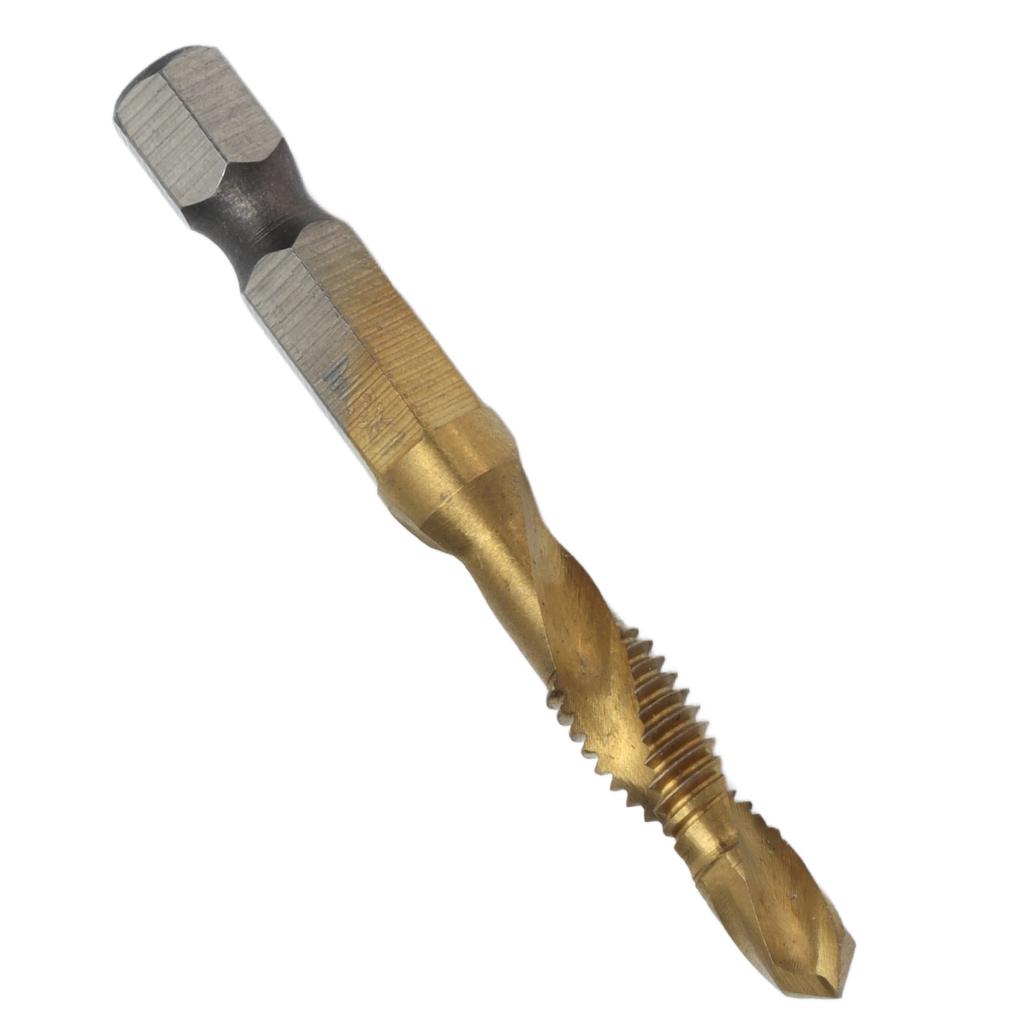 Tap Drill Bits Hex Shank Titanium Coated Metric Screw Combination Tapping Bit for WoodM6