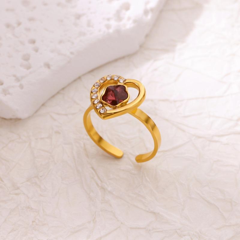 

Heart ring women s k gold micro-inlaid zircon temperament designer ring high-end commuting Opening adjustable