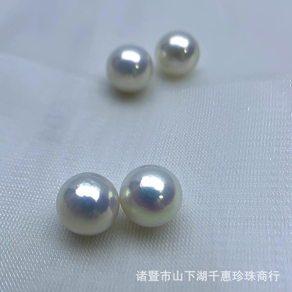 Zhuji natural freshwater pearl stud earrings, Edison style, perfectly round, with a strong, bright luster, slightly imperfect, minimalist design