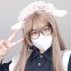 Lovely Headband Sheep Ear Shape Hairhoop with Pleated Lace for Cosplay Decors