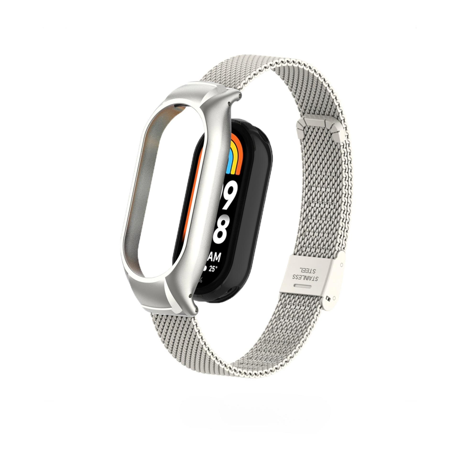 

Підходить для ремінця Xiaomi band 10, ремінець з сітчастою пряжкою з нержавіючої сталі, металевий ремінець mi band 9 8 ремінець для заміни For Mi Band 10 бежевий
