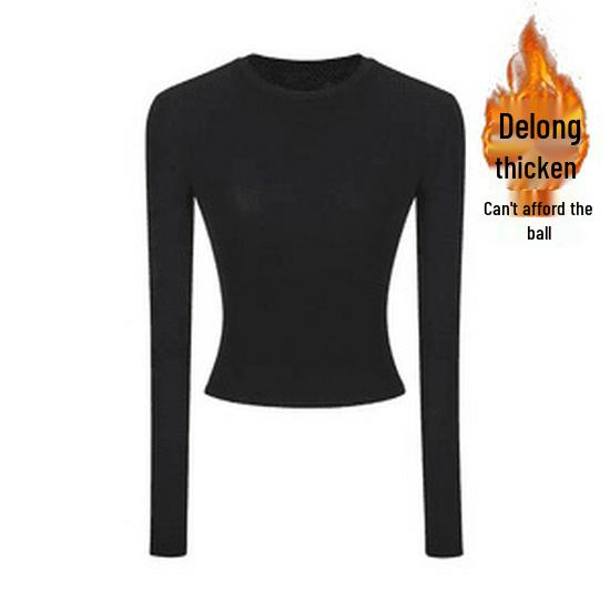 Women's Slim-Fit Long-Sleeve Top - High-End Round Neck Tee for Spring/Autumn