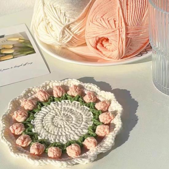 Gehäkelter Tulpenblumen-Untersetzer Handgemachte Unterlagen für Kaffee- und Teetassen Mehrzweck Heimbar