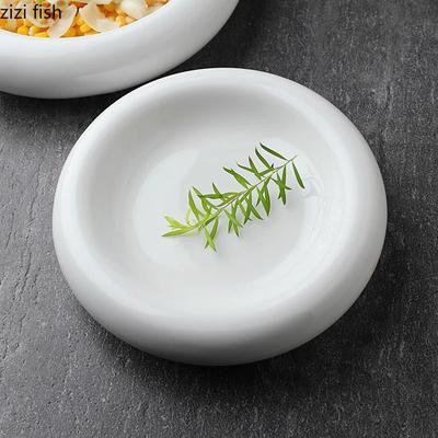 Farfurie dublă ceramică albă pură, farfurie circulară creativă pentru desert, farfurie pentru paste, gustare, farfurii pentru restaurant, tacâmuri speciale