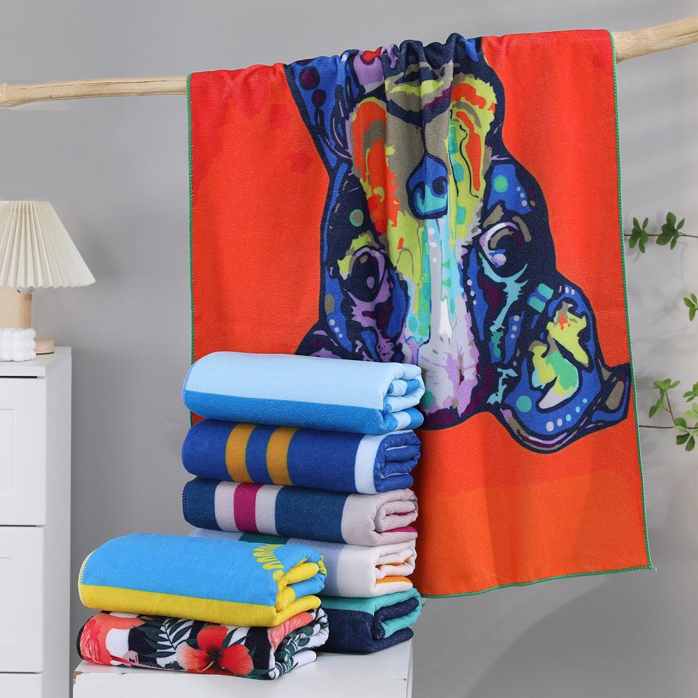 Modern Microfiber Beach Towel Large Printed Breathable Water-Absorbent for Outdoor Sports Fitness Bath Towel