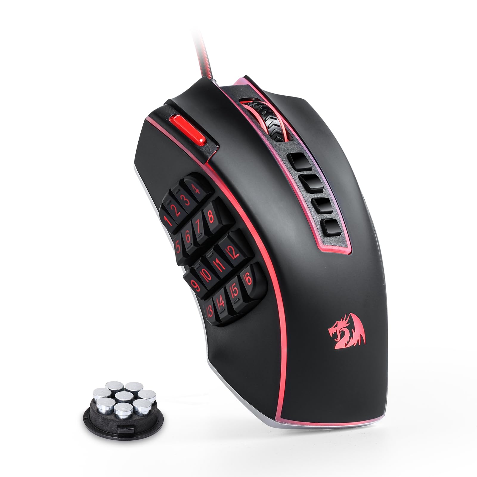 

Redragon M990 MMO Gaming 32000 DPI Wired RGB Gamer Mouse with 23 Programmable 16 Side Macro Software and Aluminum Base Mouse, High-Precision Buttons, чорний