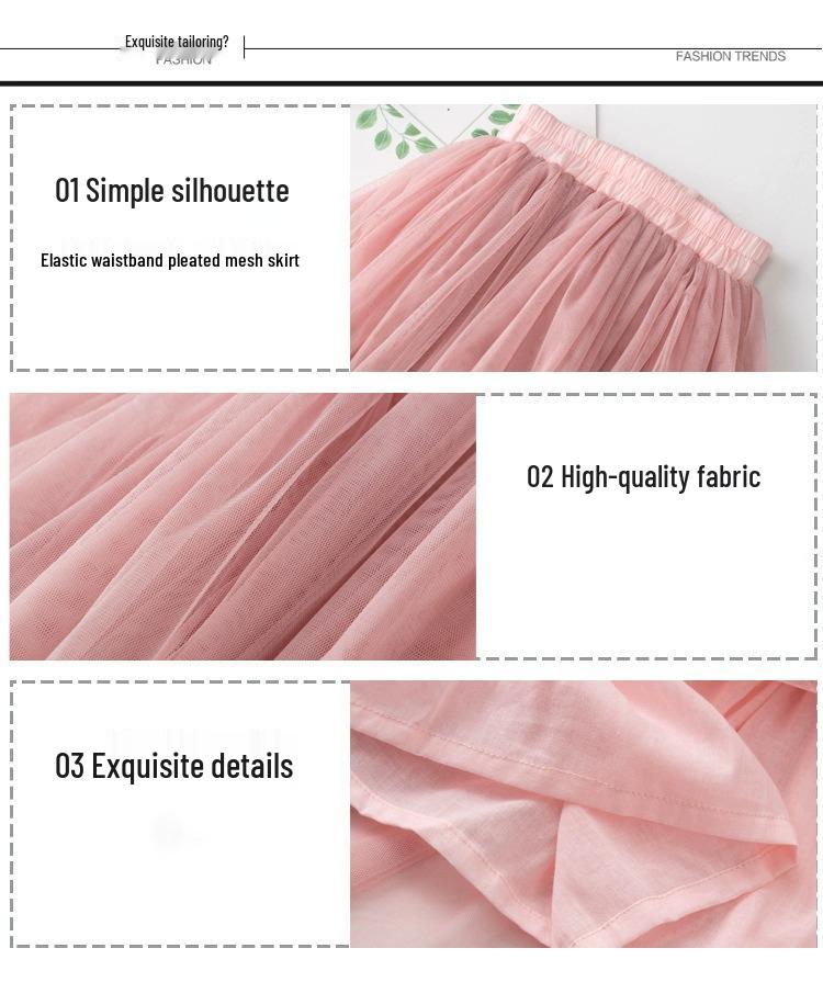 Girls' Summer Mesh Tulle Skirt - Kids' Cross-Border Fashion