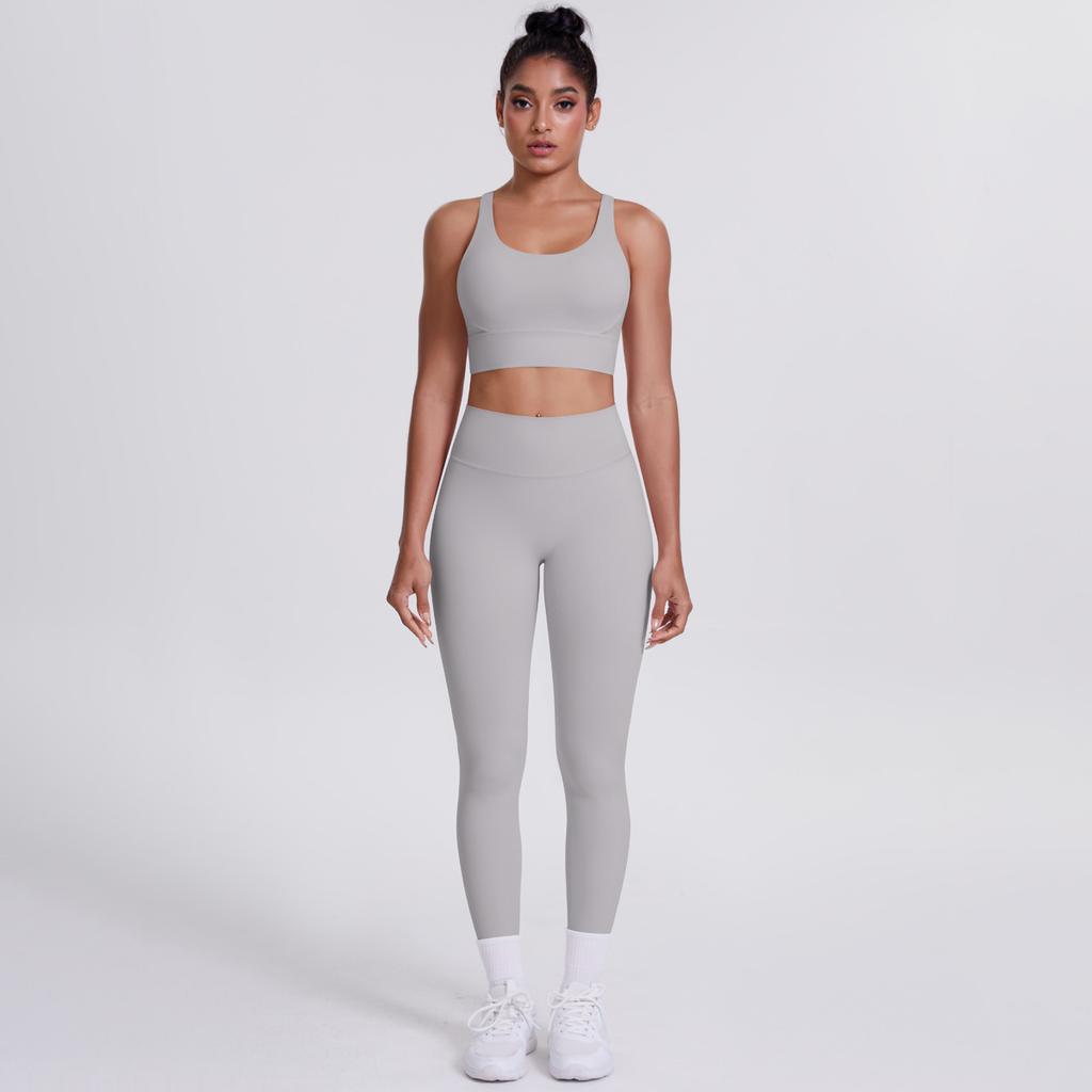 New Woolen Tight Yoga Dress Cross Back Sports Bra Set Cloud Sensing Speed Drying Running Fitness Two Piece Set For Women