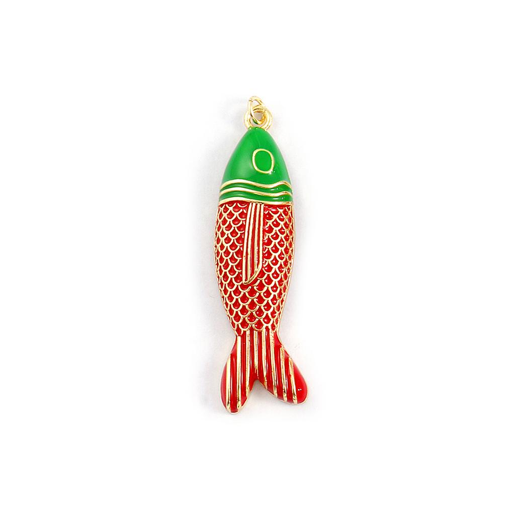 Doreen Box 1 Stück Messing Fisch Anhänger 18 Karat Vergoldet Emaille Fisch Tier Ozean Schmuck Charms für Halskette Zubehör 5,6 cm x 1,5 cm