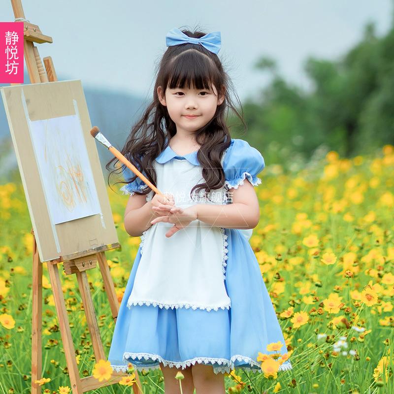 Blue Alice Maid Dress Girl Dress In Wonderland Cos Halloween Kids Lolita Dress