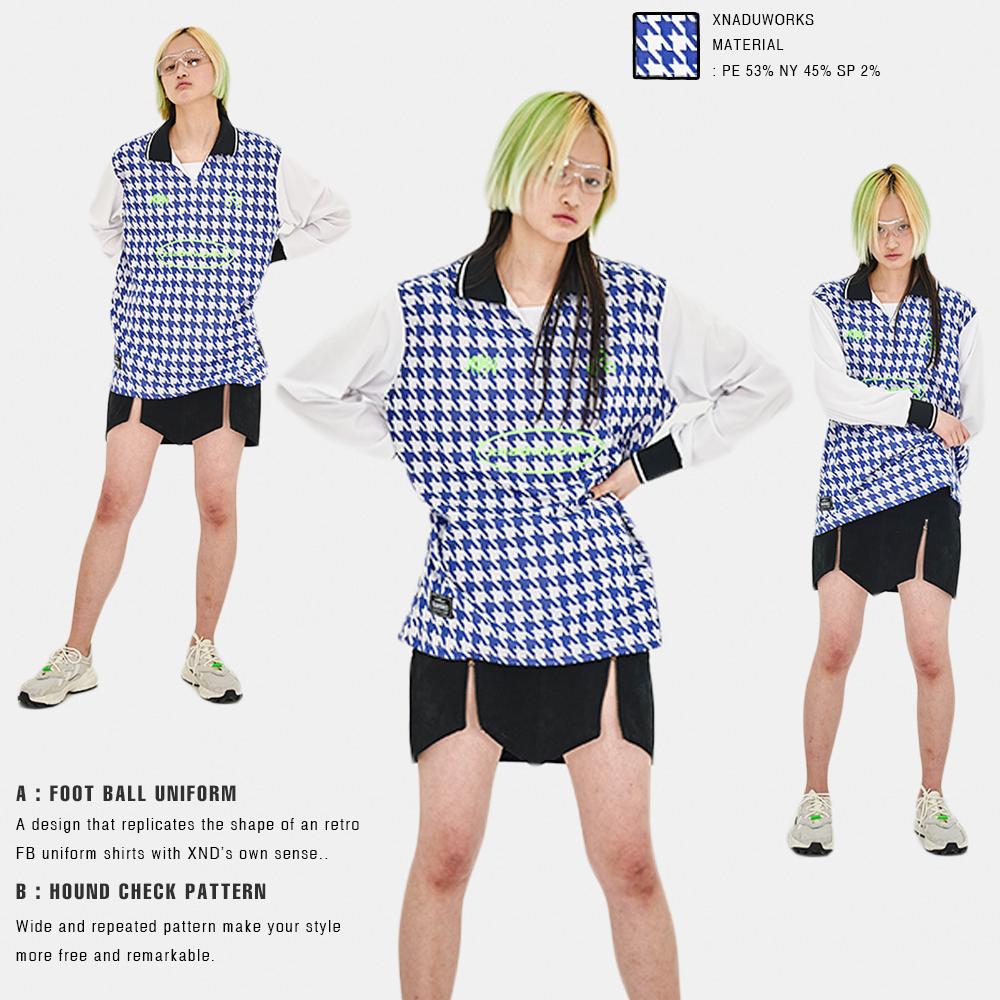 Jeneoduwogseu Houndstooth Football Shirt Blue
