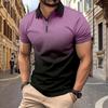 Men'S Short Sleeve Zipper Polo Shirt Interface Color 3D Printing Business Fashion Casual Shirt