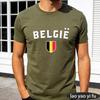 Belgien Fußball Belgien Flaggen Design Bedrucktes T-Shirt Lässiges Baumwoll-Kurzarm Fußballfan Fußballparty Zubehör Lässige Alltagskleidung