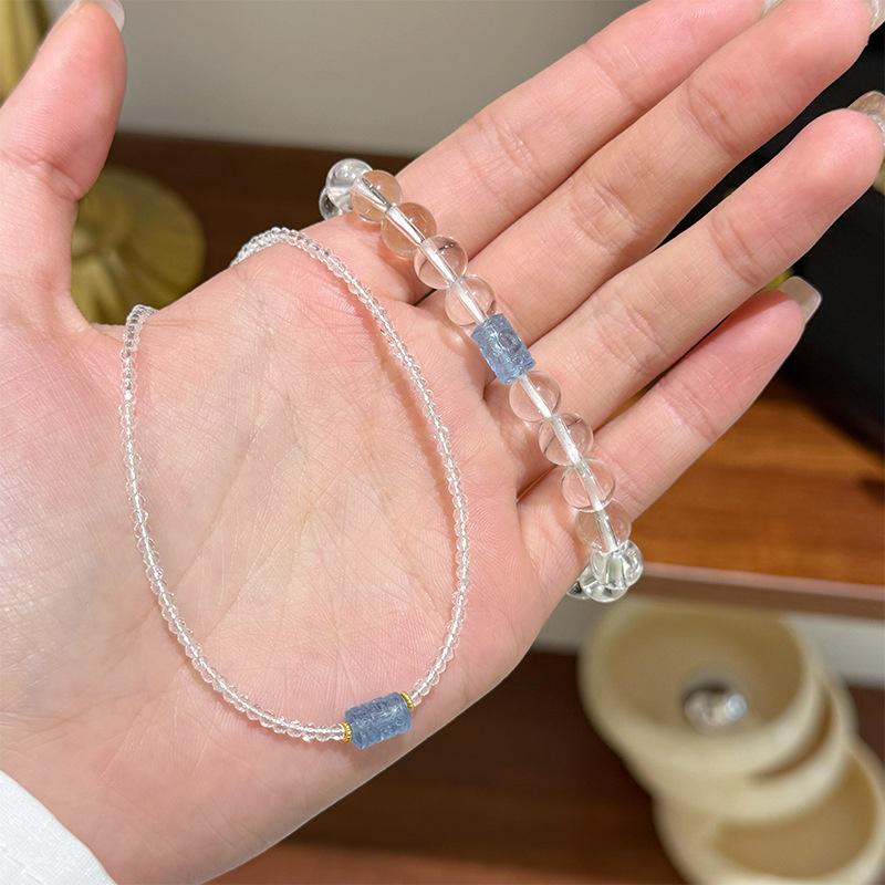 Spring/Summer Aquamarine Crystal Beaded Bracelet - Elegant & Versatile Jewelry