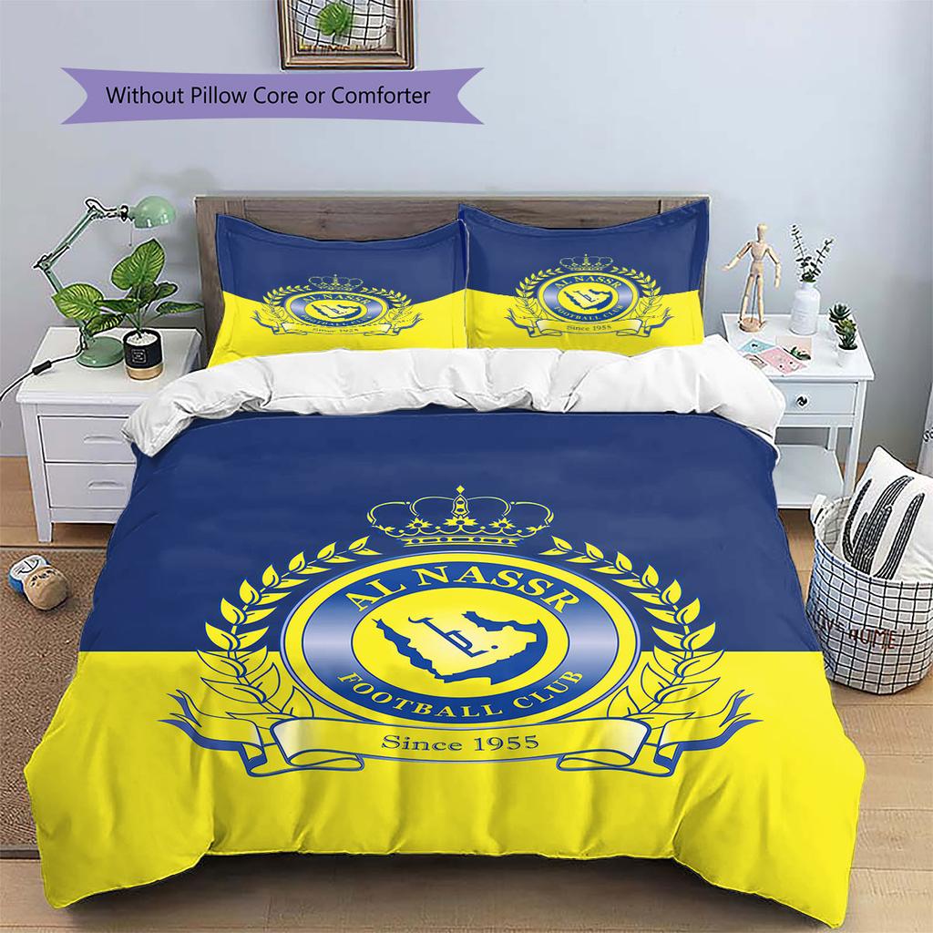 Al-Nassr Muster Bettwäsche, Steppbett Set Bettbezug Kissenbezug Zuhause Geburtstagsgeschenk(1 Bettbezug + 2 Kissenbezüge, ohne Füllung)