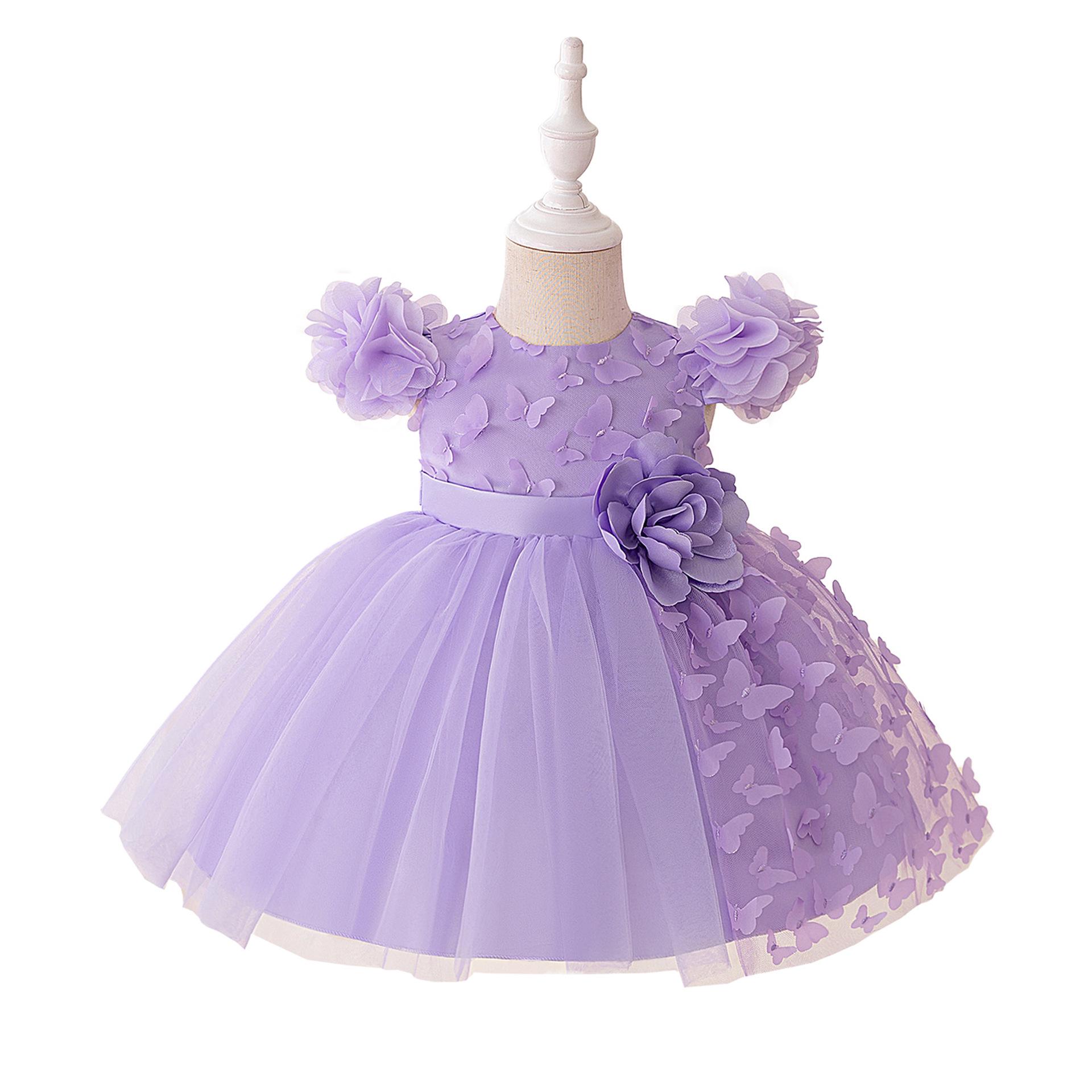 

Girls Formal Mesh Dresses: First Birthday, Butterfly, Wedding, Princess Styles - Luxurious Design for Special Occasions. 80cm / 9-12 Months