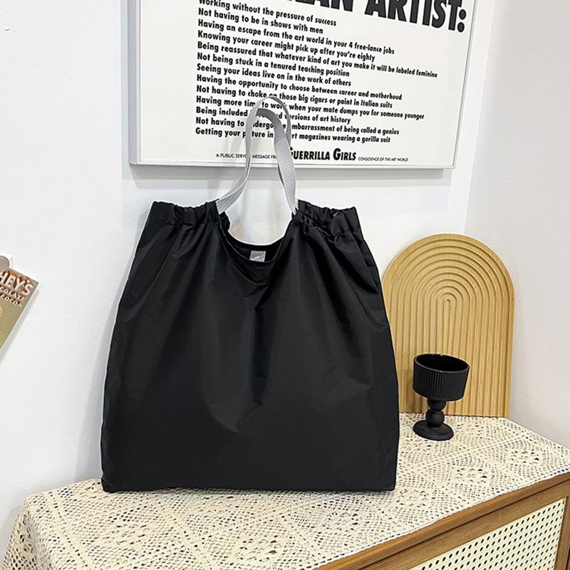 

Large Reusable Shopping Bag Portable Oxford Fabric Waterproof Drawstring Foldable Simple Organizer Storage Shopper Handbag
