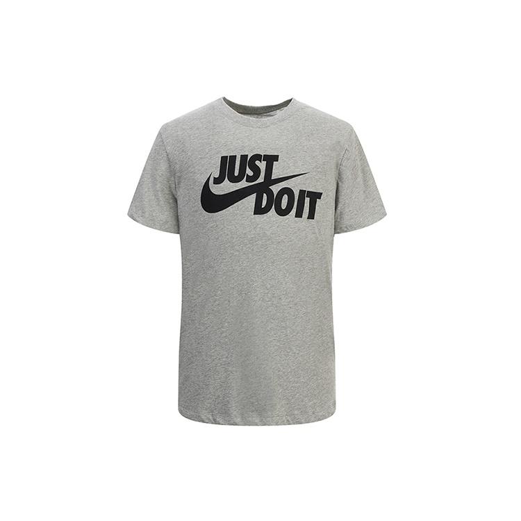 Nike Tee Just Do It Swoosh Casual Sports Round Neck Short Sleeve Gray Men s AR5006-063 L