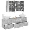 Bathroom Furniture Set 4 Pcs Concrete Grey Engineered Wood and Glass