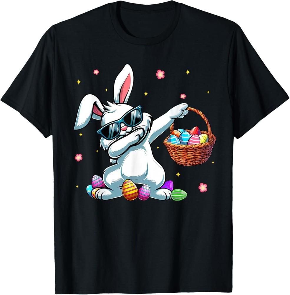 Dabbing Bunny Easter Eggs Basket Sunglasses T-shirt