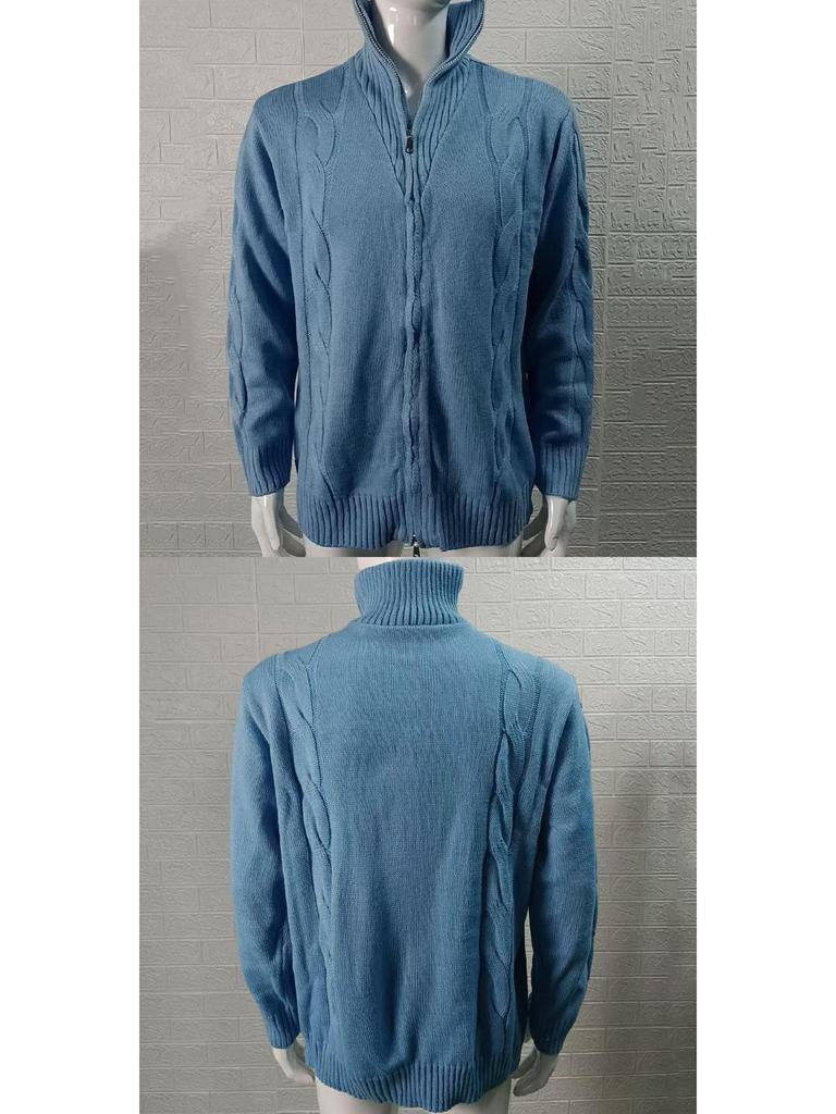 Herren High Neck Zopfmuster Cardigan Herbst/Winter 2025 - Europäischer Stil Reißverschluss Langarm Jacke