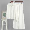 Womens Casual Knit Zip Cardigan Wide Leg Pants Two Piece Set