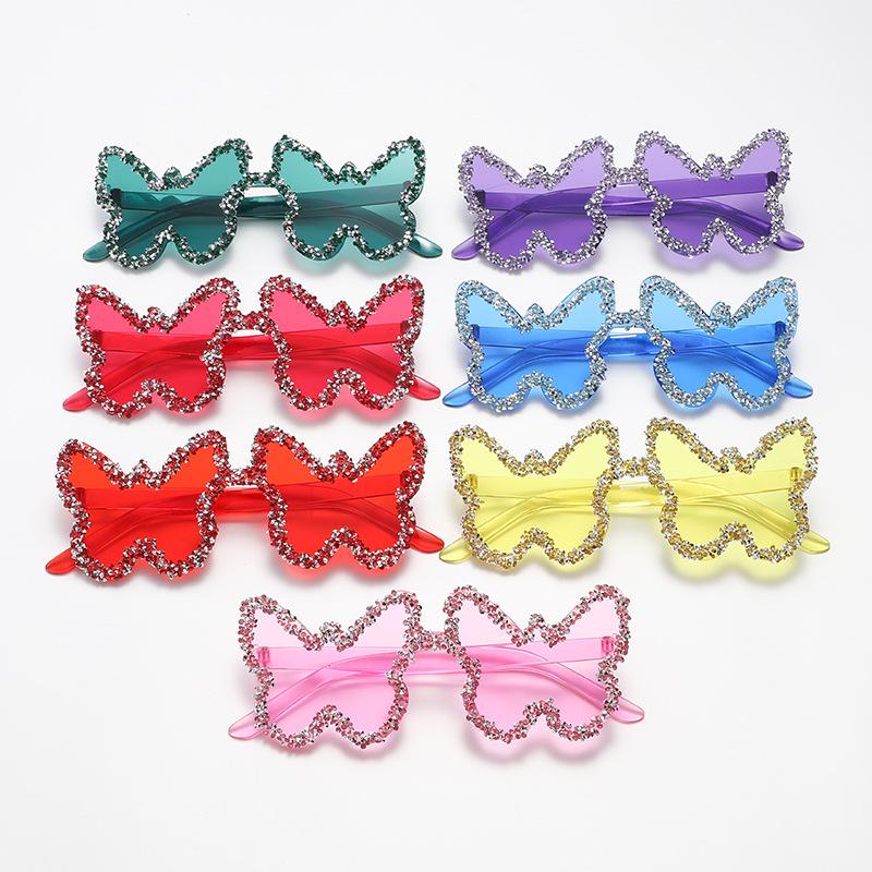 Man Woman Rhinestone Butterfly Shape One-Piece Sunglasses, Party Prom Runway Fashion Accessory Eyewear