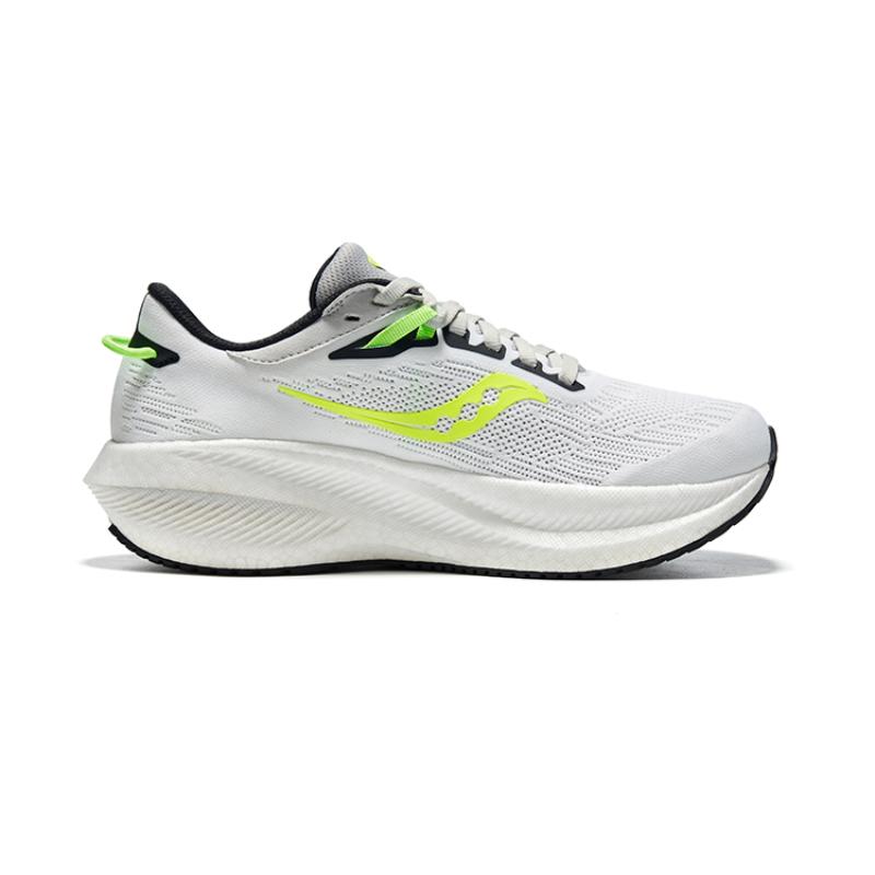 SAUCONY Triumph 21 Cushioning, Slip Resistant, Abrasion Resistant, Breathable Low Top Running Shoes Women's White Green Saucony S10881-75
