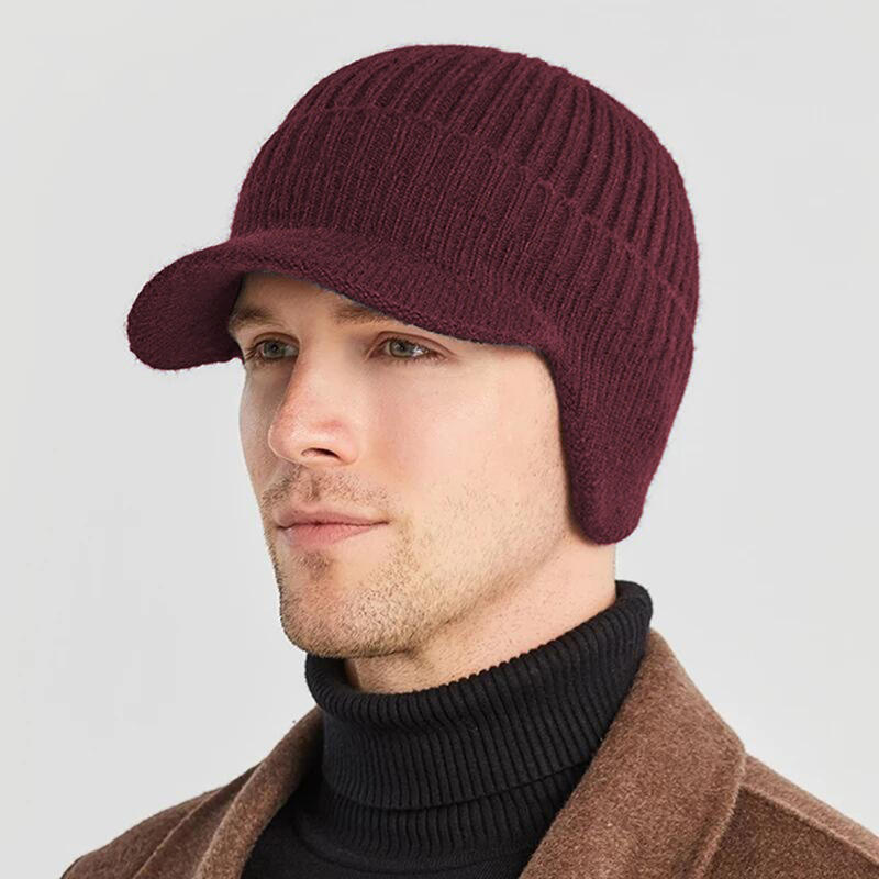 European And American Men Winter Warm Ear Protection Knitted Hat Outdoor Riding Fleece Hat