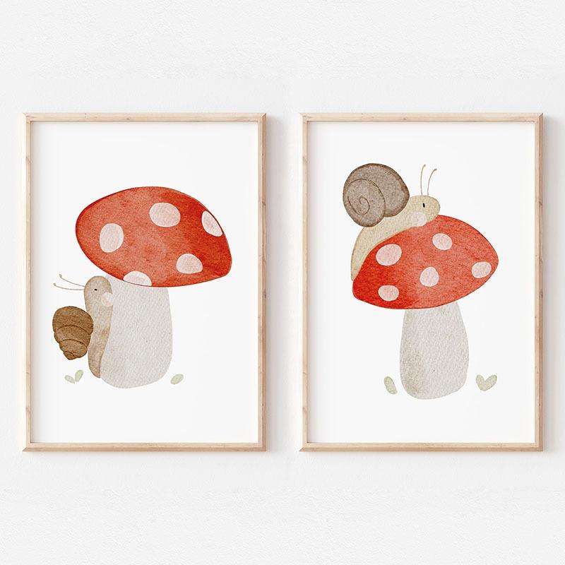 Boho Bear Fox Bee Tree Flowers Mushroom Nursery Posters Wall Art Print Canvas Painting Baby Kids Room Home Decoration Pictures